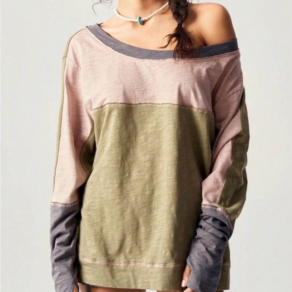 Source Unknown Patchwork Long Sleeve Top - Pink, … - image 3